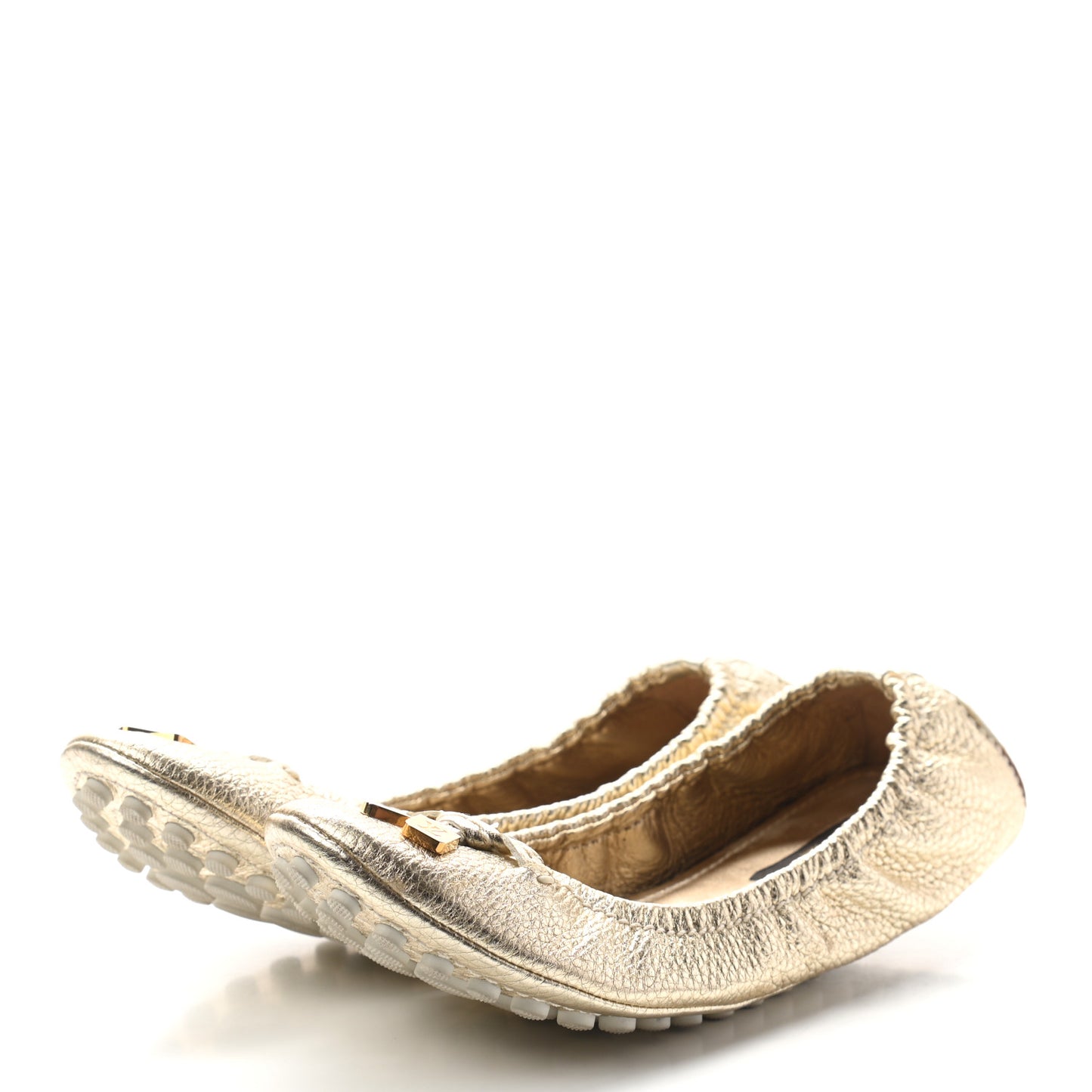 Metallic Calfskin Lemon Ballerina Flats 36 Gold