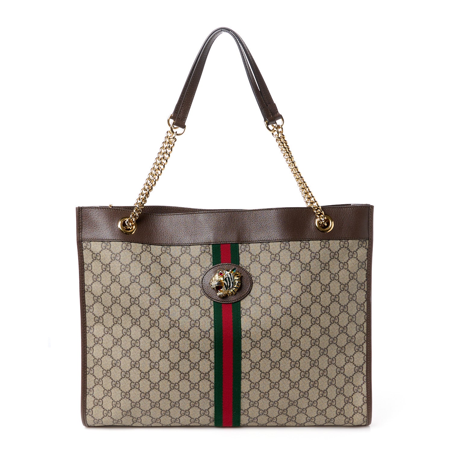 Gucci GG Supreme Monogram Large Rajah Chain Tote Beige New Acero 1 of 14