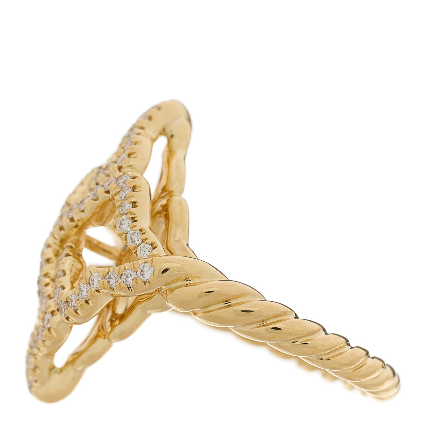 18K Yellow Gold Diamond 20mm Quatrefoil Cable Ring 52 6