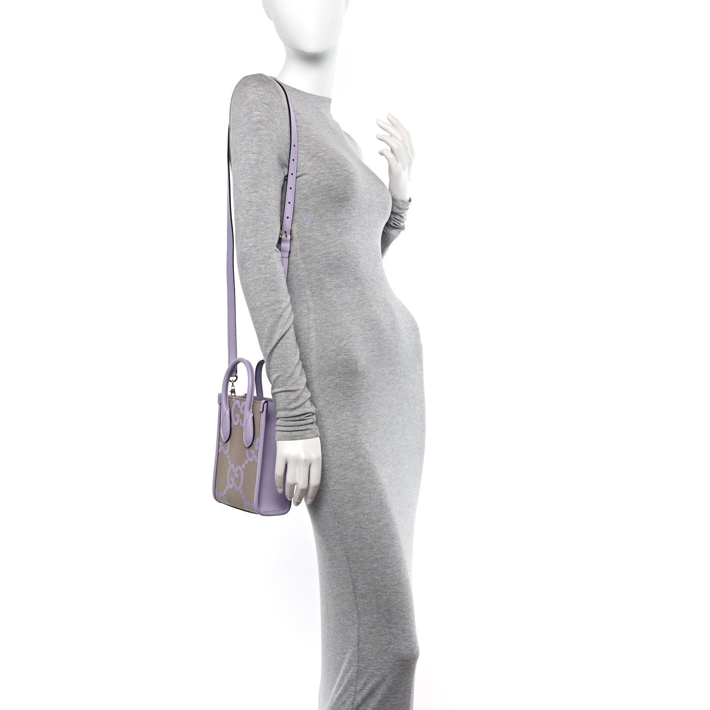 Monogram Jumbo GG Textured Dollar Calfskin Mini Tote Bag Beige Lapis