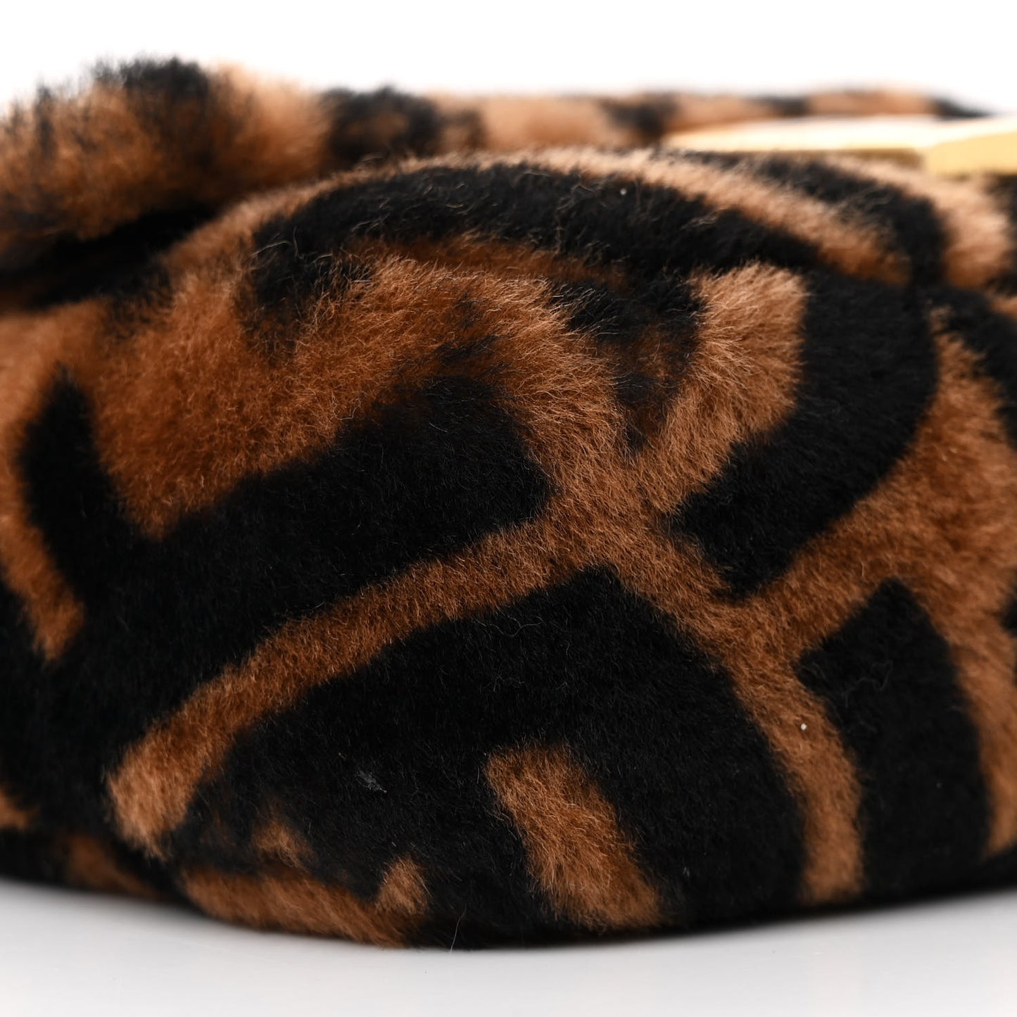 Shearling Vitello Dolce Macro FF 1974 Mini Baguette Tobacco Black
