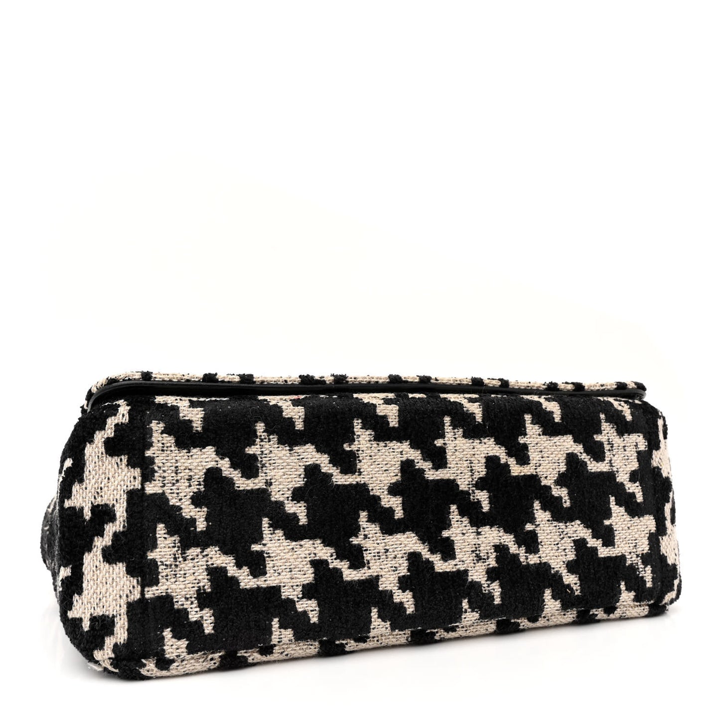 Technical Canvas Macro Houndstooth Medium Caro Bag Black White