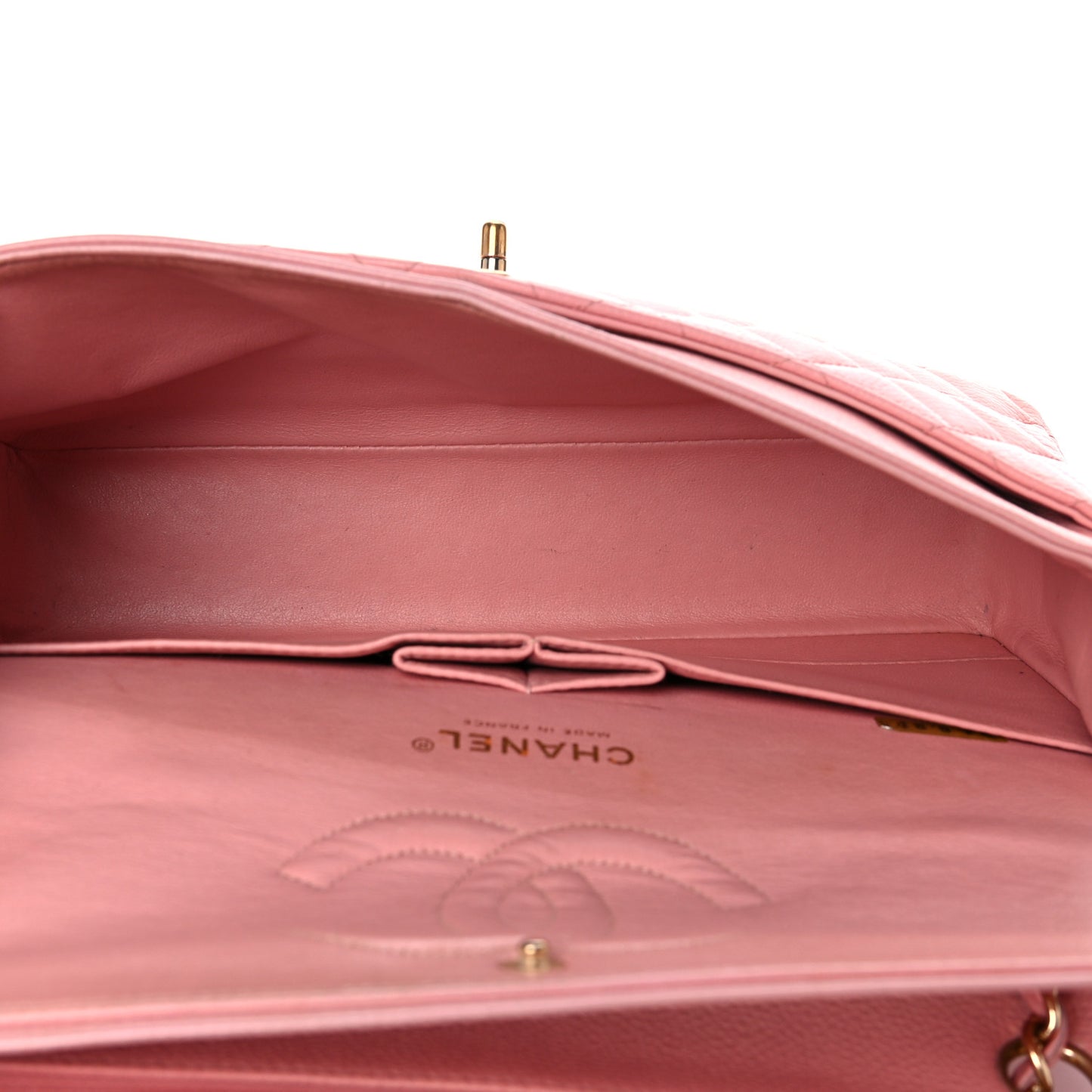 Caviar Quilted Medium Double Flap Pink