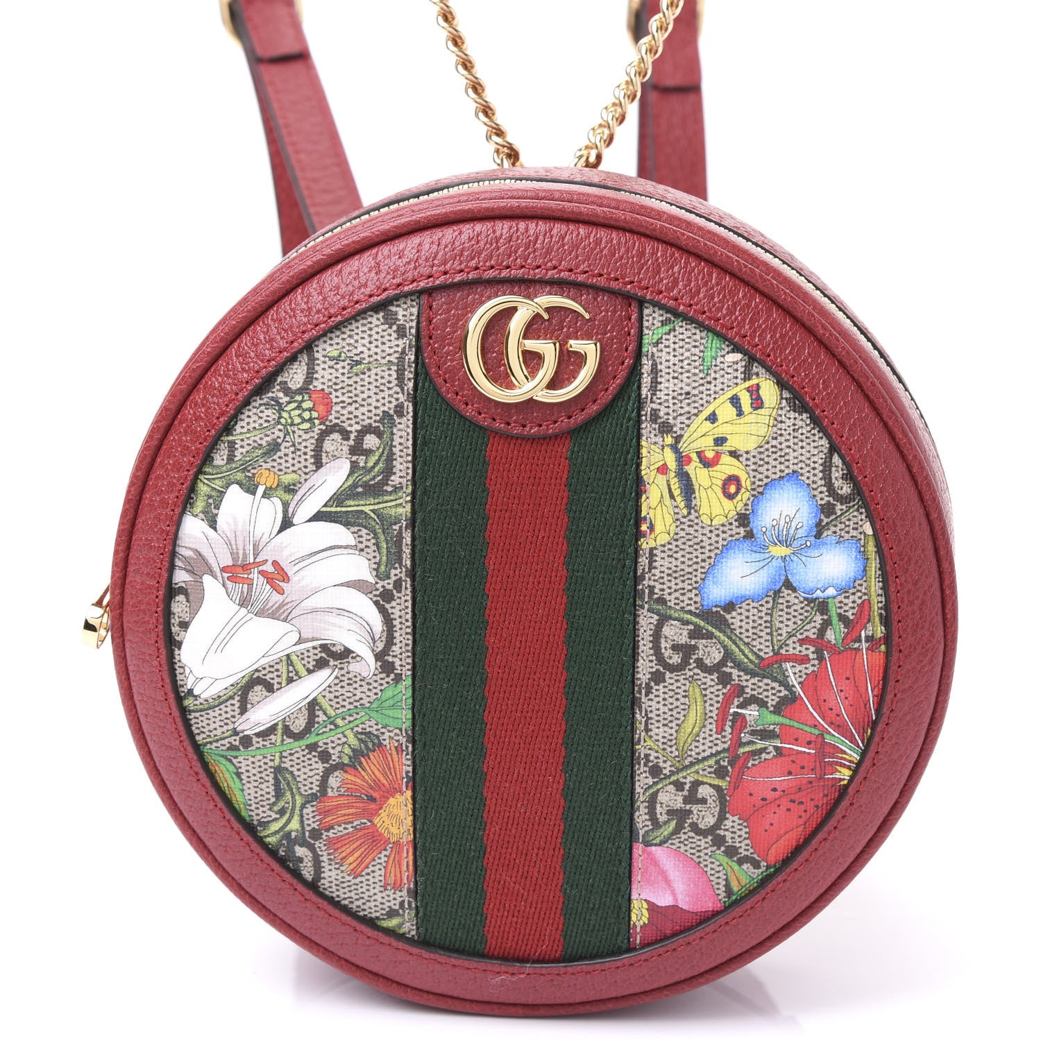 Gucci GG Supreme Monogram Web Flora Mini Ophidia Round Backpack Red 6 of 9