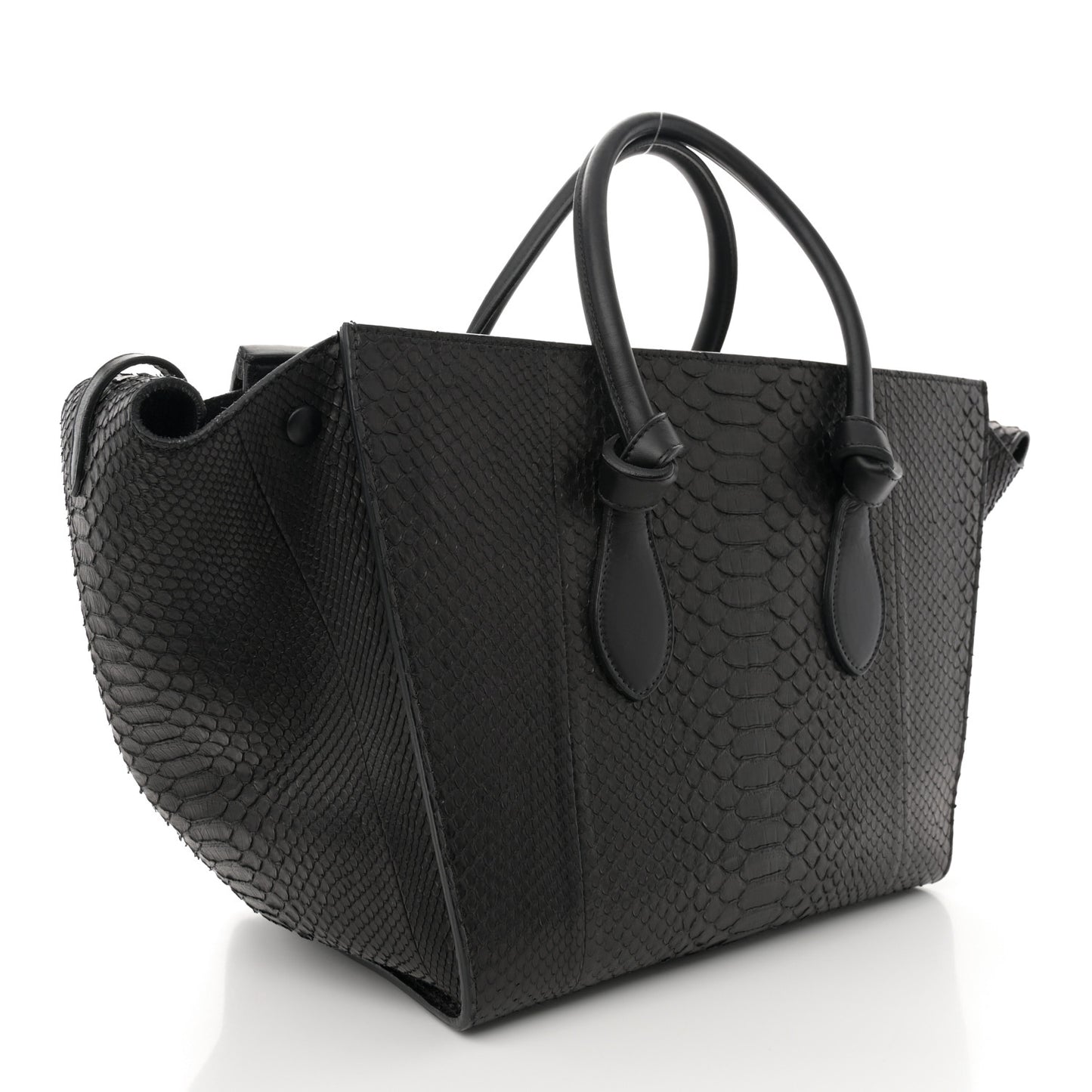 Snakeskin Small Tie Knot Tote Black