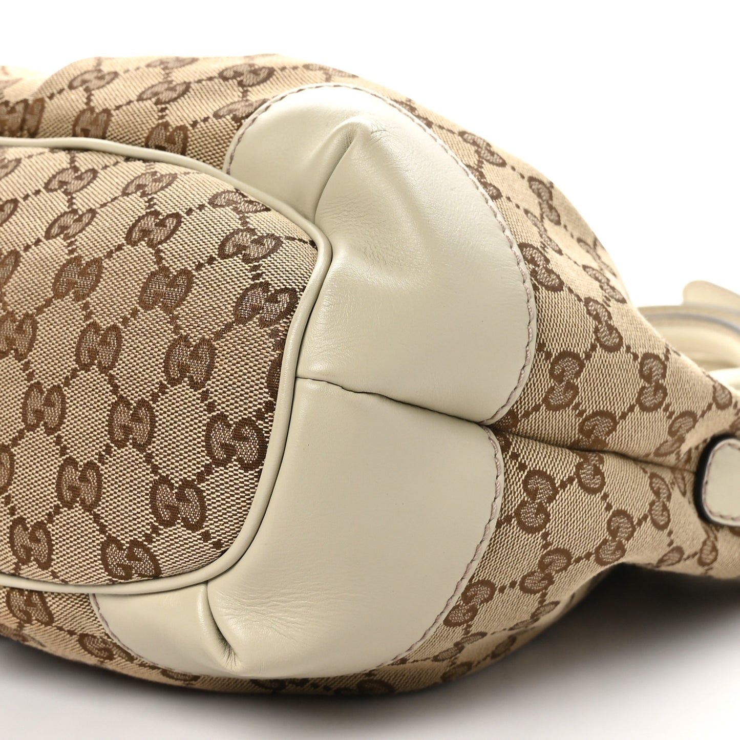 Monogram Margaux Calfskin Medium Sukey Top Handle Bag Beige Ebony Mystic White