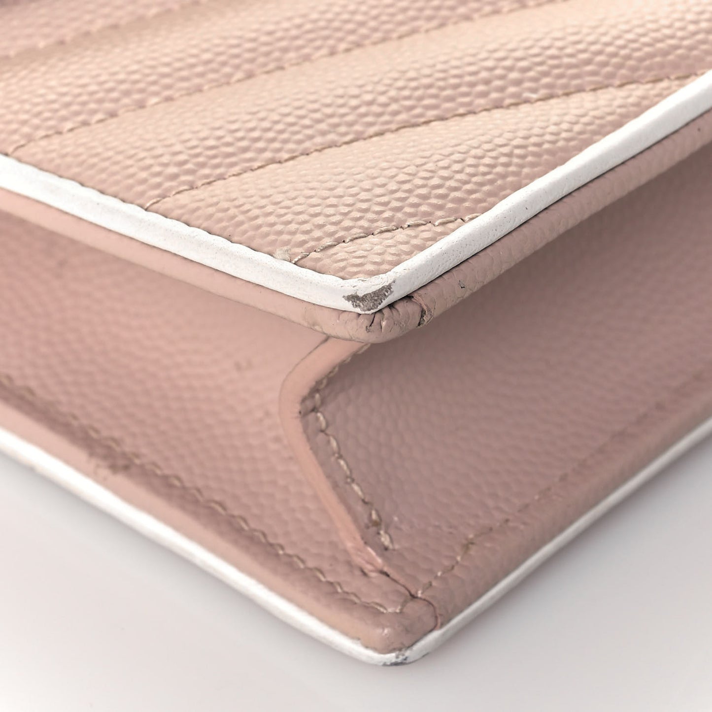 Grain De Poudre Matelasse Chevron Monogram Envelope Chain Wallet Pink White