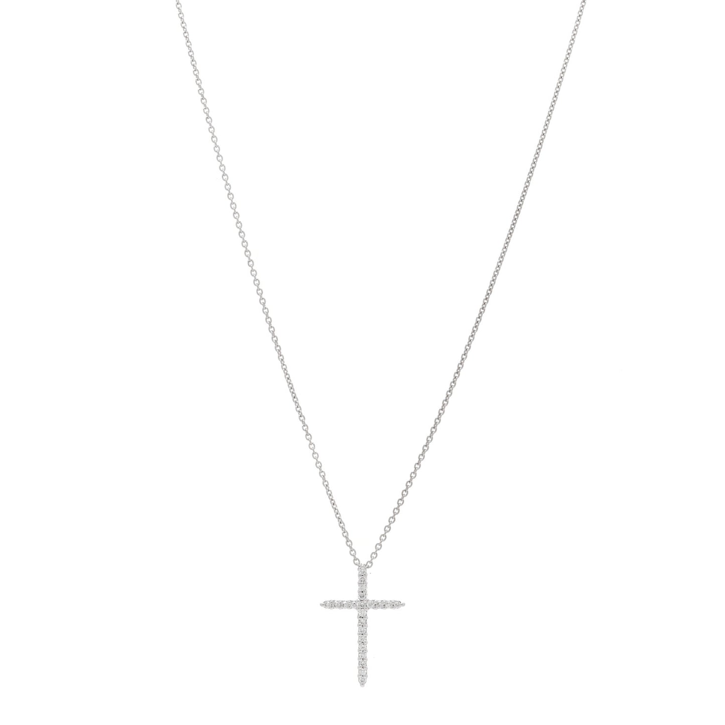 18K White Gold .10ctw Diamond Cross Pendant Necklace