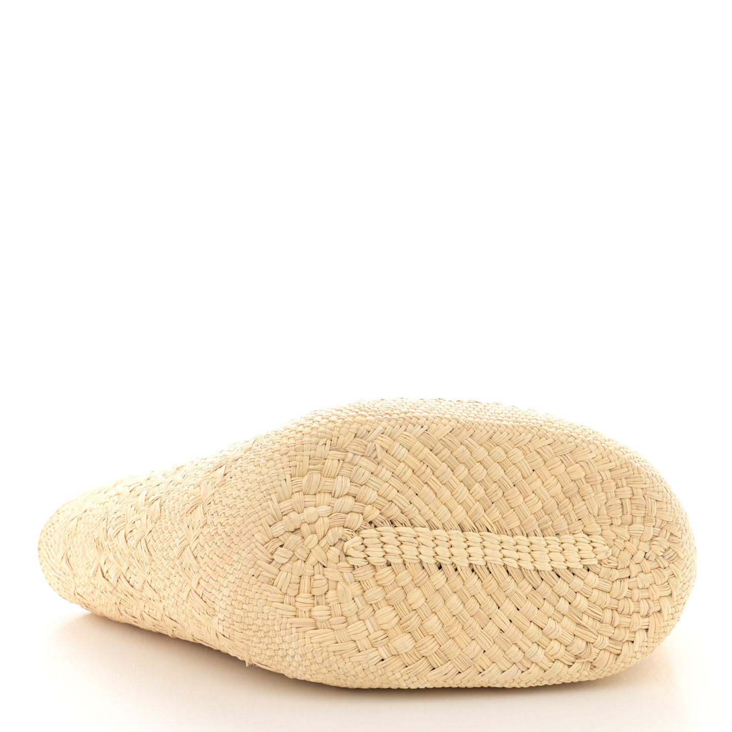 Iraca Palm Calfskin Medium Anagram Basket Bag Natural Black