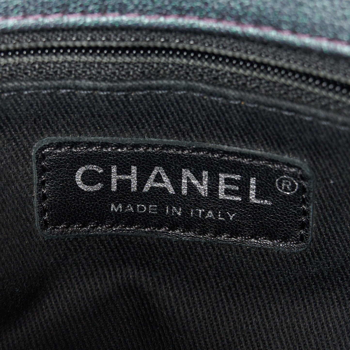 Iridescent Goatskin Quilted Small Double Carry Waist Chain Flap Purple