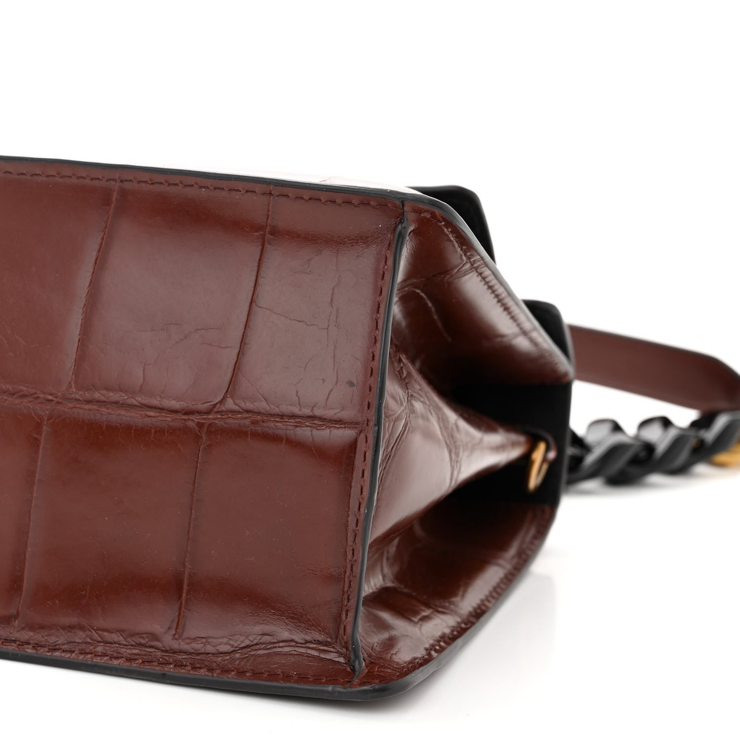 Marc Jacobs MARC JACOBS Calfskin Crocodile Embossed Uptown Shoulder Bag Brown 9 of 10