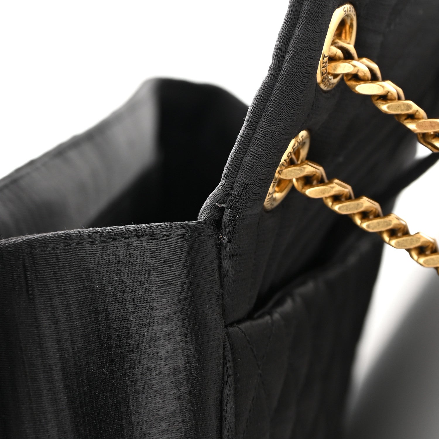 Saint Laurent Satin Mixed Matelasse Triquilt Medium Monogram Envelope Satchel Black 10 of 13