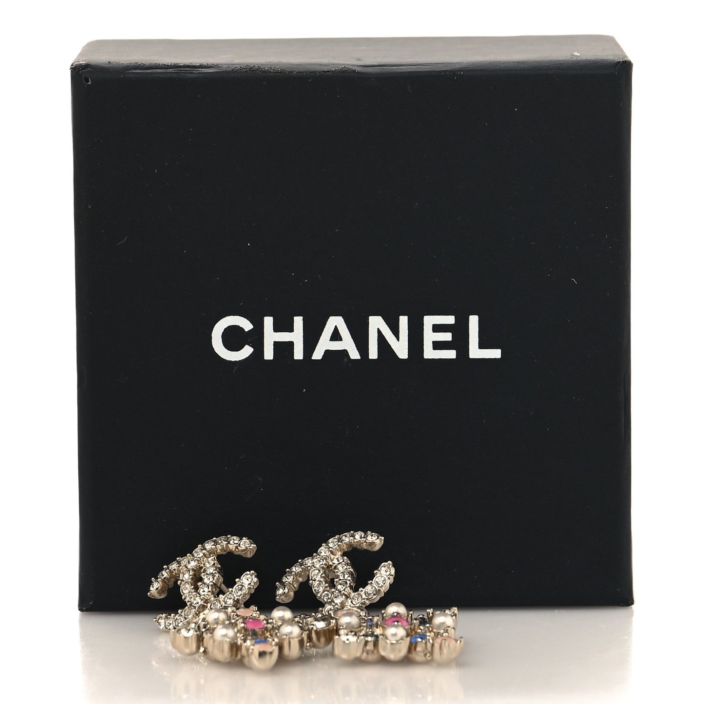 Crystal CC Drop Earrings Pink Blue Gold