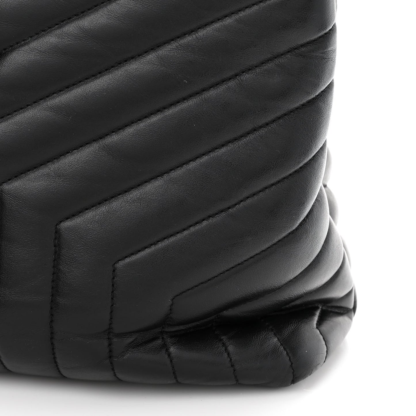 Calfskin Y Quilted Monogram Large Loulou Shopper Black