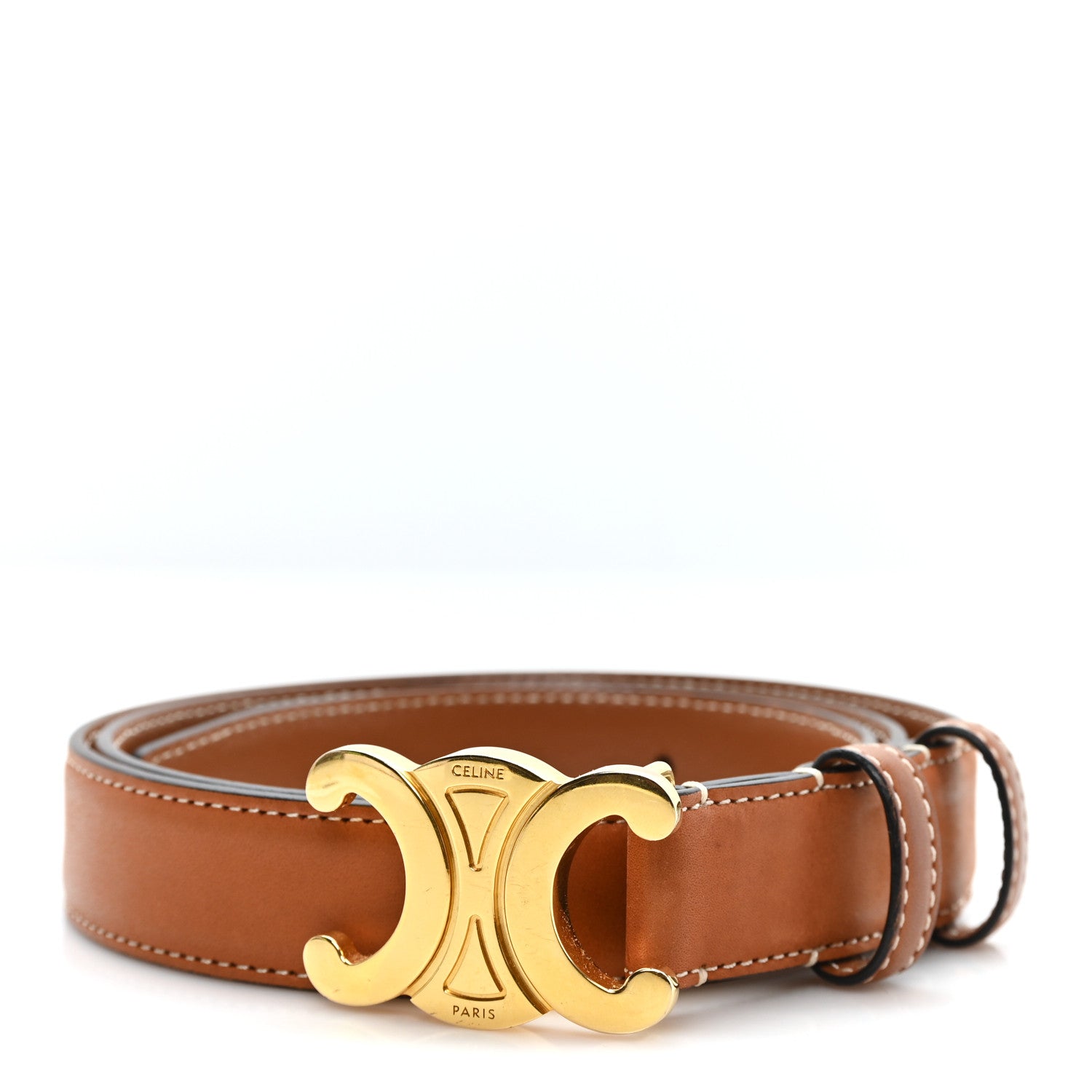 Celine Natural Calfskin Medium 25mm Triomphe Belt 85 34 Tan