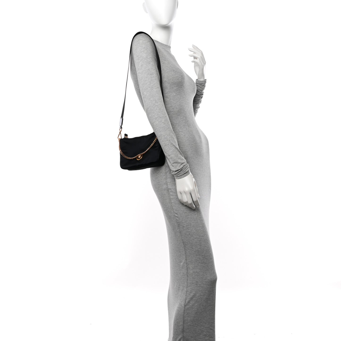 Nylon Medusa Small Shoulder Bag Black
