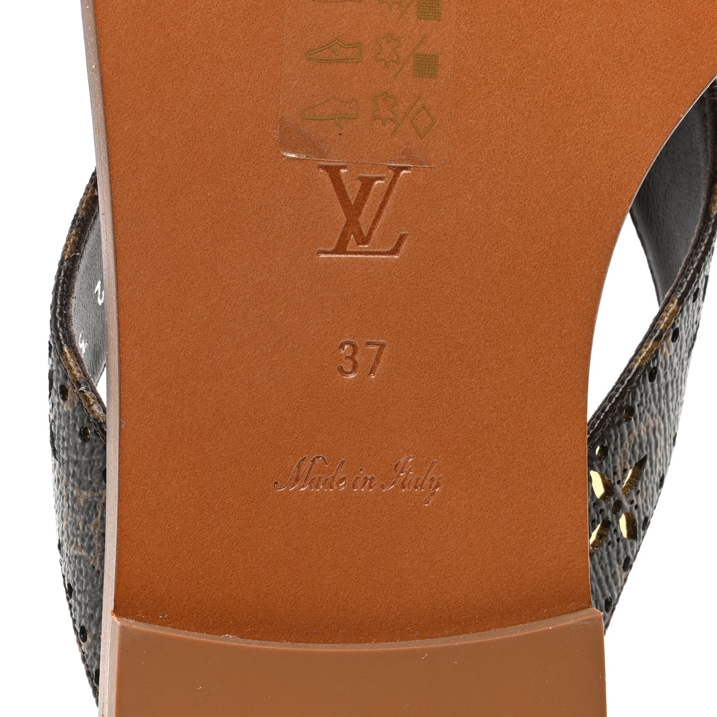 Monogram Sunny Flat Thong Sandals 37 Brown