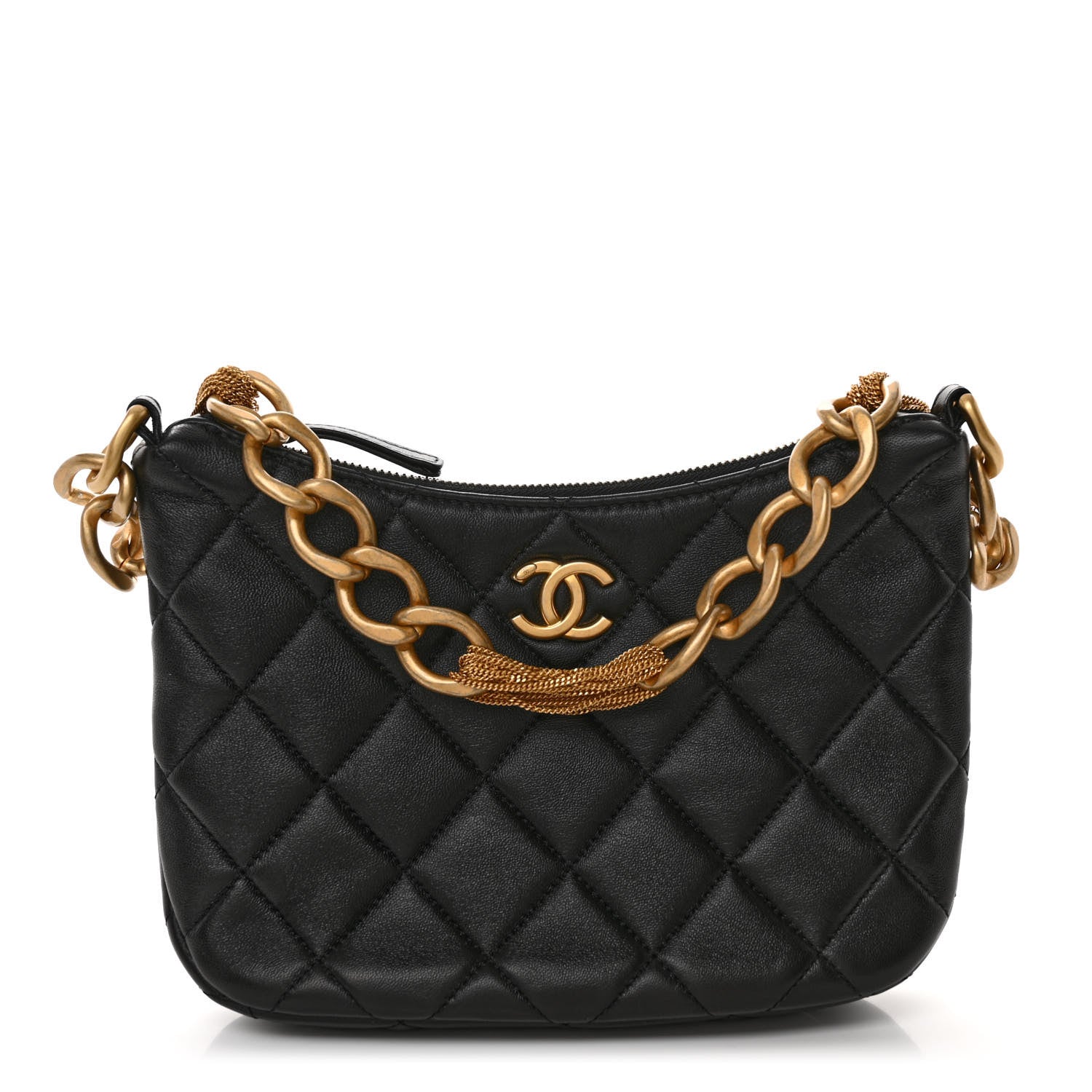 Chanel Lambskin Quilted CC Chain Hobo Black 1 of 11