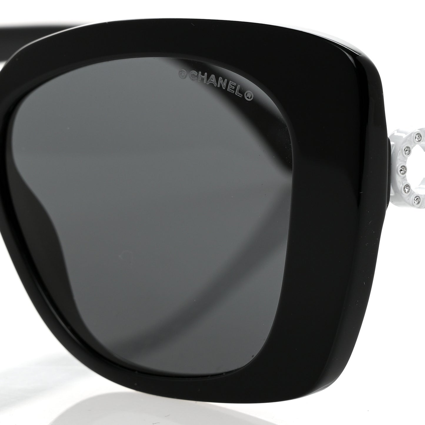Acetate Strass Square Sunglasses 5422-B Black White