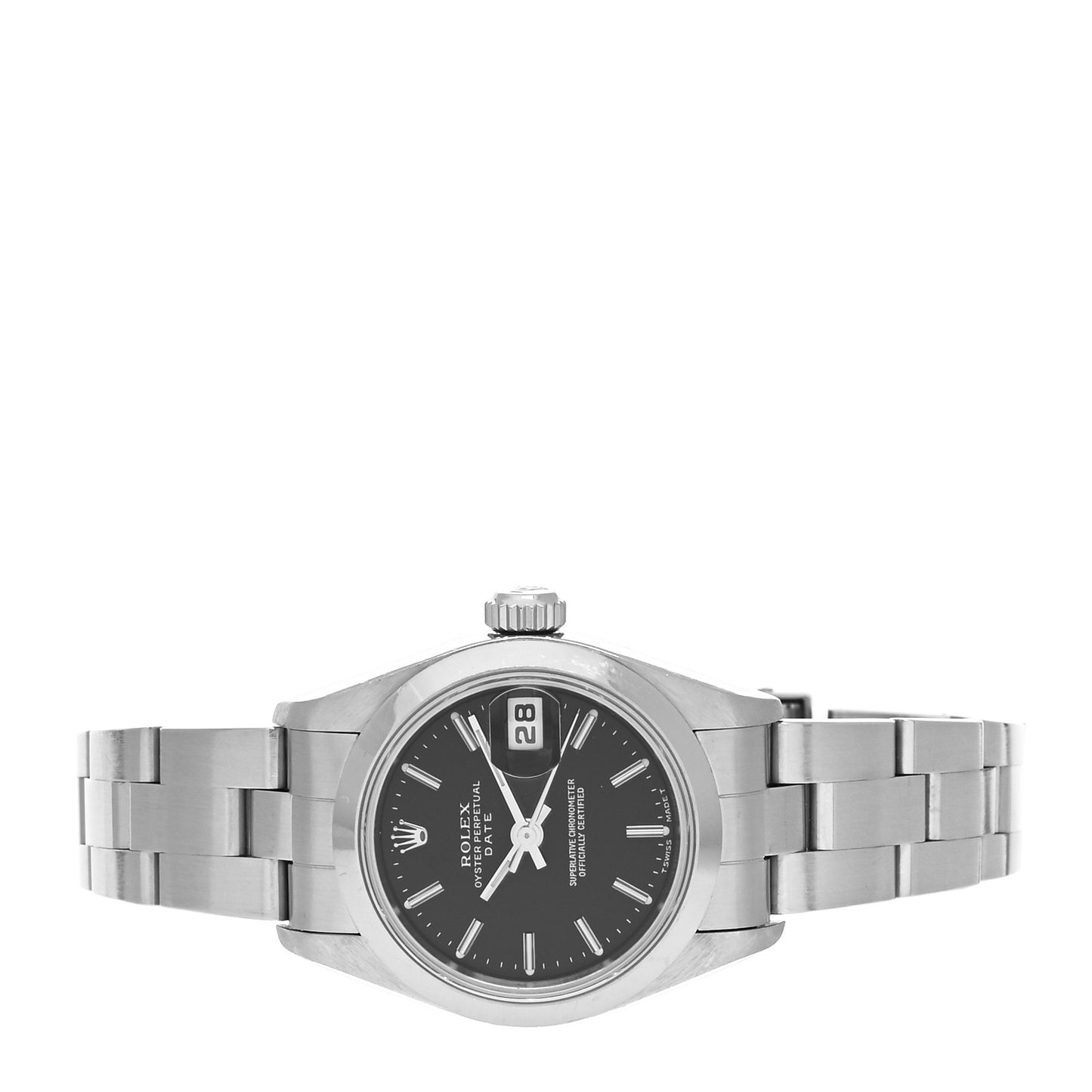 Stainless Steel 26mm Oyster Perpetual Date Watch Black 69160