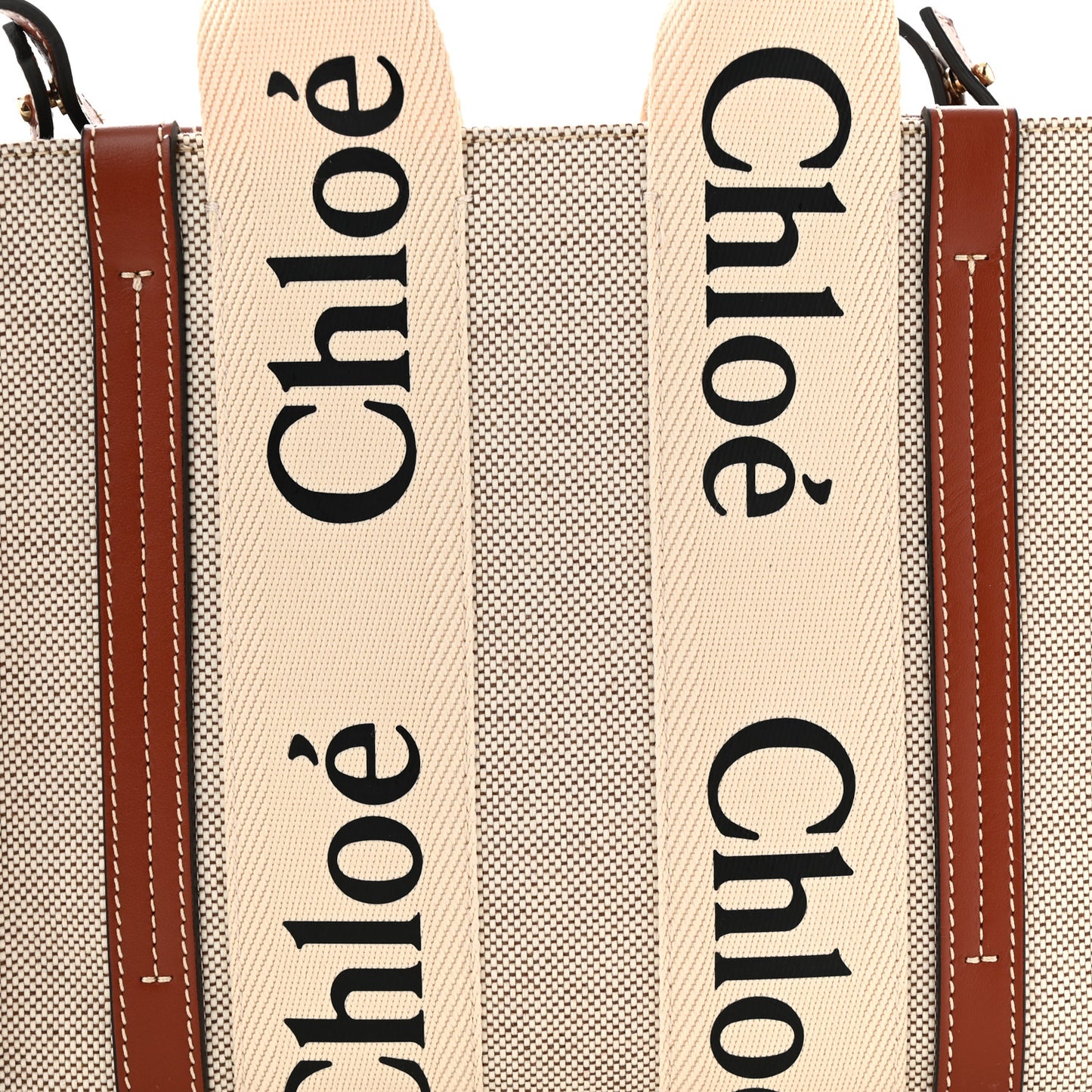 Cotton Calfskin Small Woody Ribbon Tote With Strap White Brown