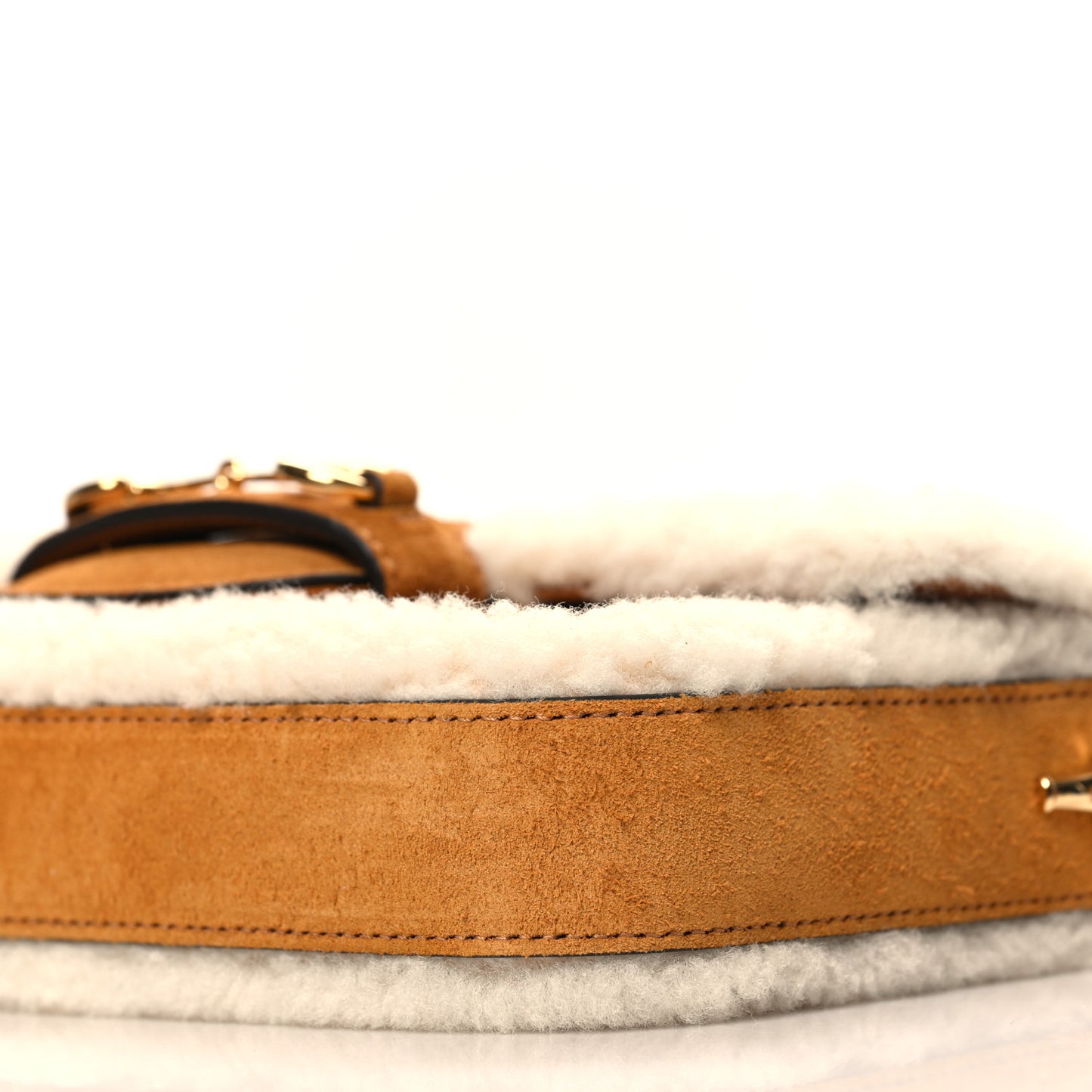 Suede Shearling Horsebit Mini 1955 Shoulder Bag Honey Beige Milk
