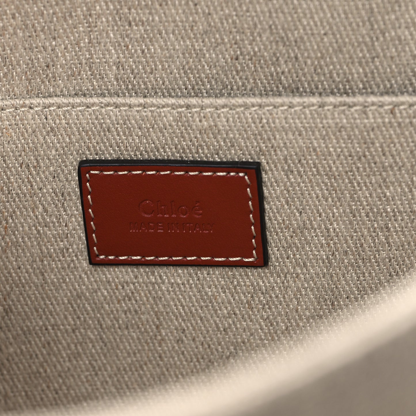 Linen Calfskin Medium Woody Ribbon Tote White Brown