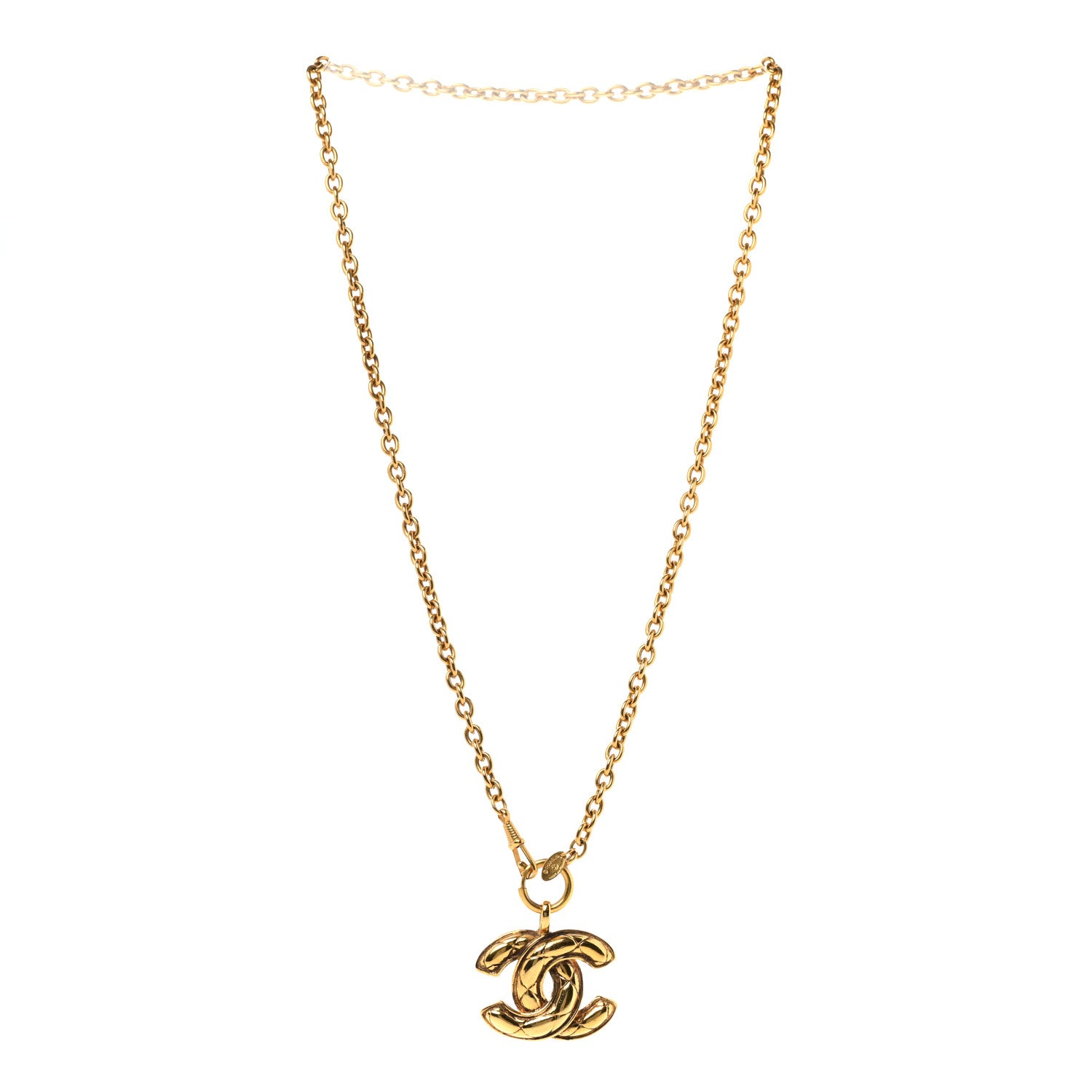 Chanel Metal Quilted CC Long Necklace Gold 3 of 6