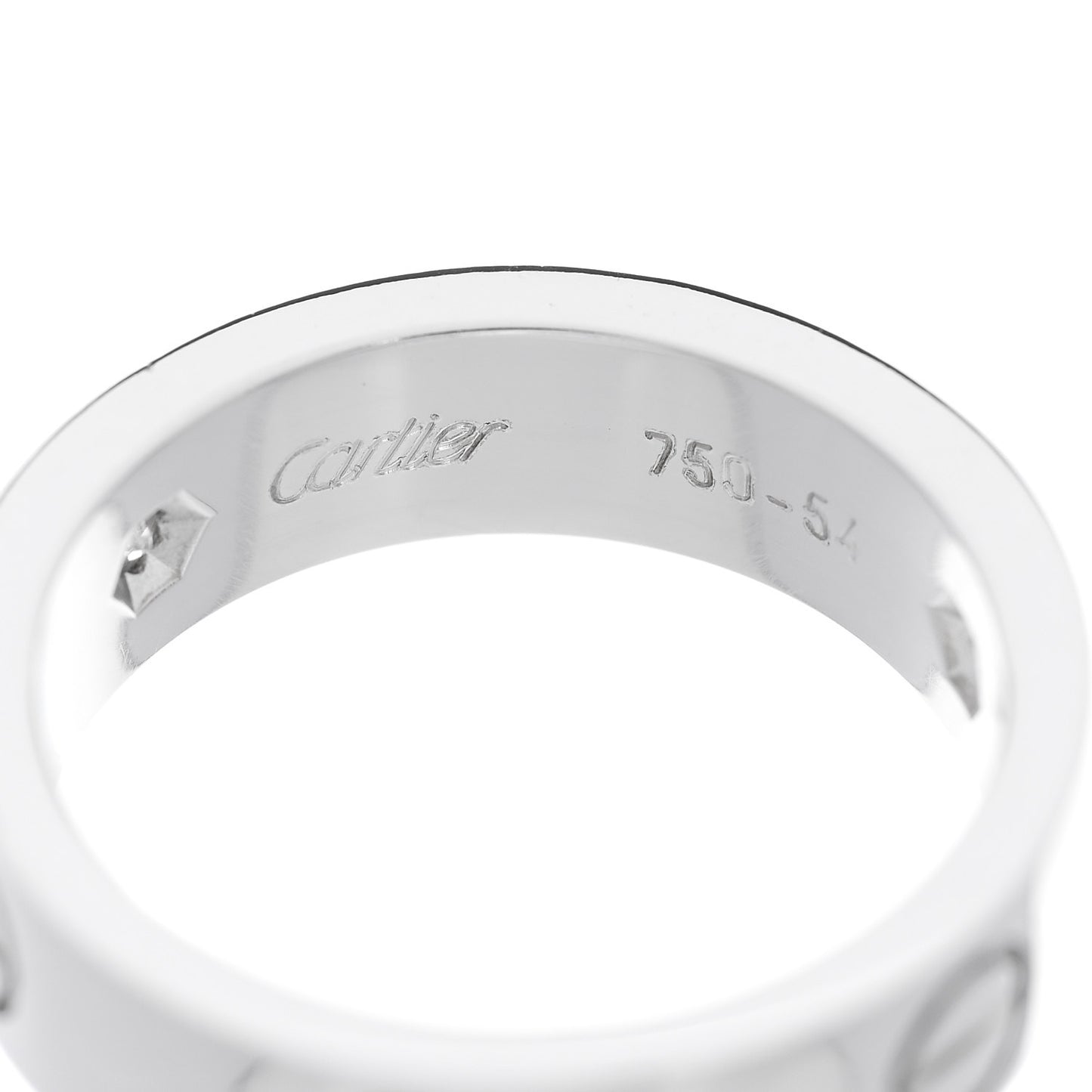 18K White Gold 3 Diamond 5.5mm LOVE Ring 54 7