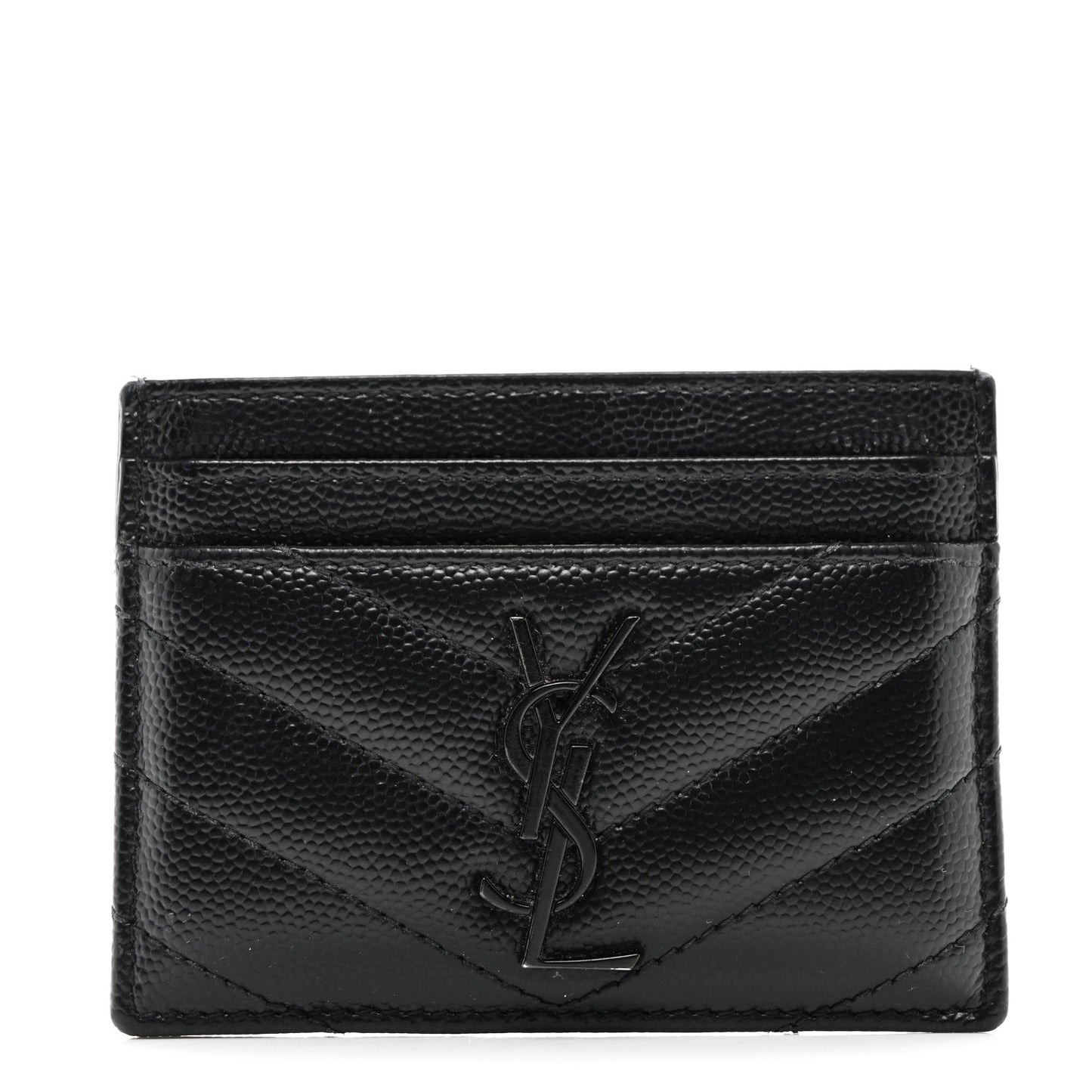 Grain De Poudre Matelasse Chevron Monochrome Monogram Credit Card Case Black
