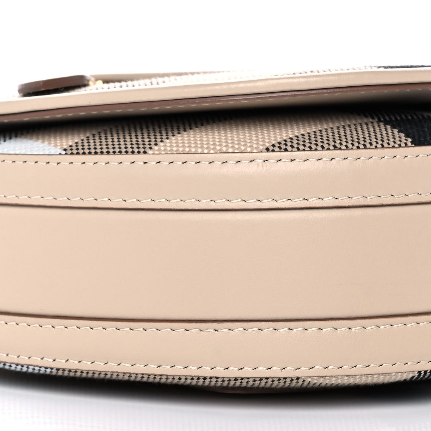 Canvas Calfskin Check Small Olympia Beige