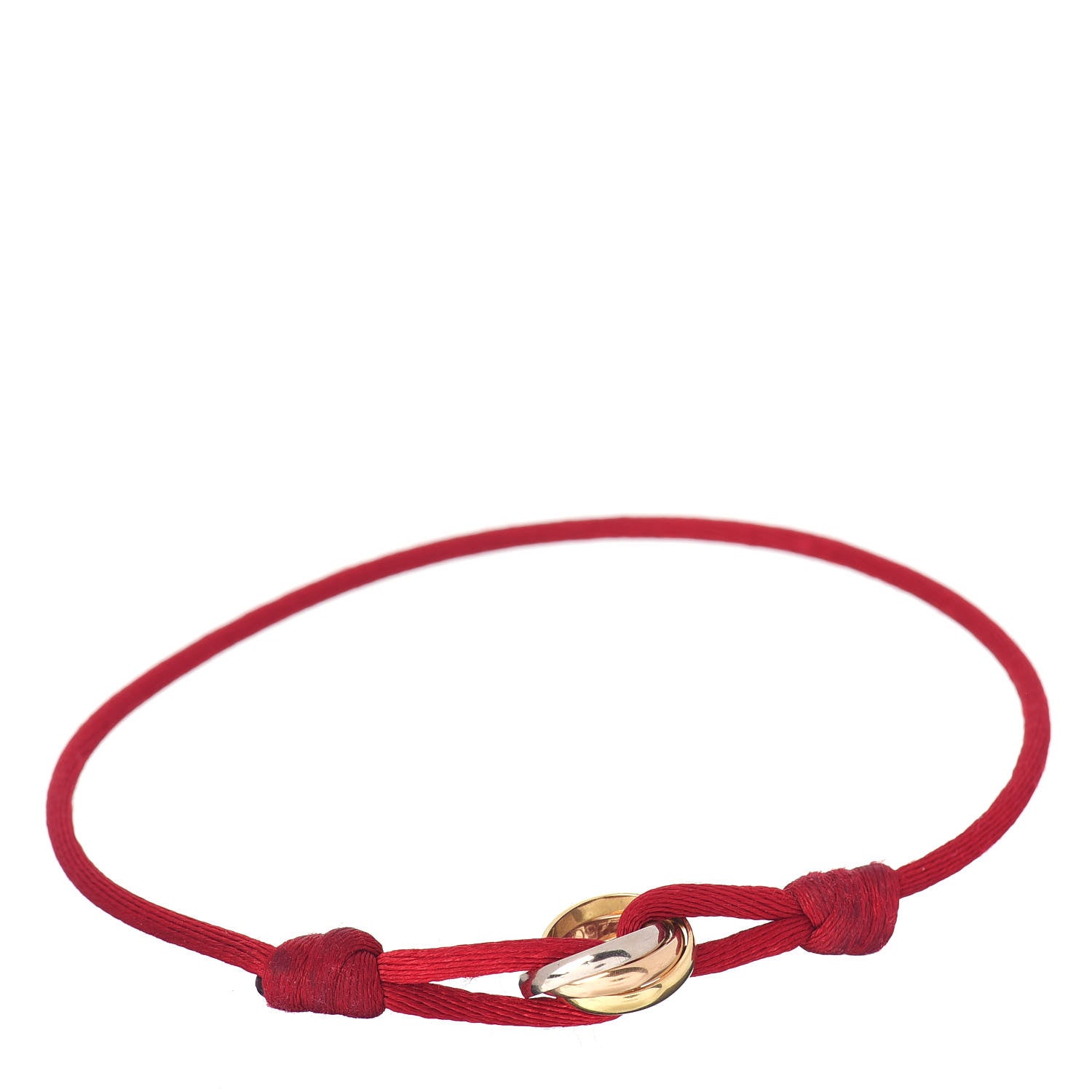 Cartier 18K Pink Yellow White Gold Trinity Cord Bracelet Red