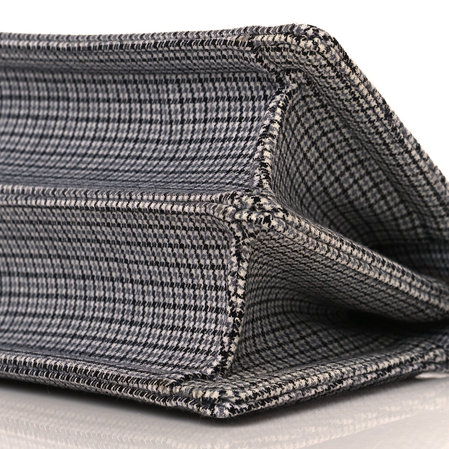 Wool Fabric Jacquard Cuoio Small Houndstooth FF 1974 Petite Peekaboo I SEE U Satchel Grey Black