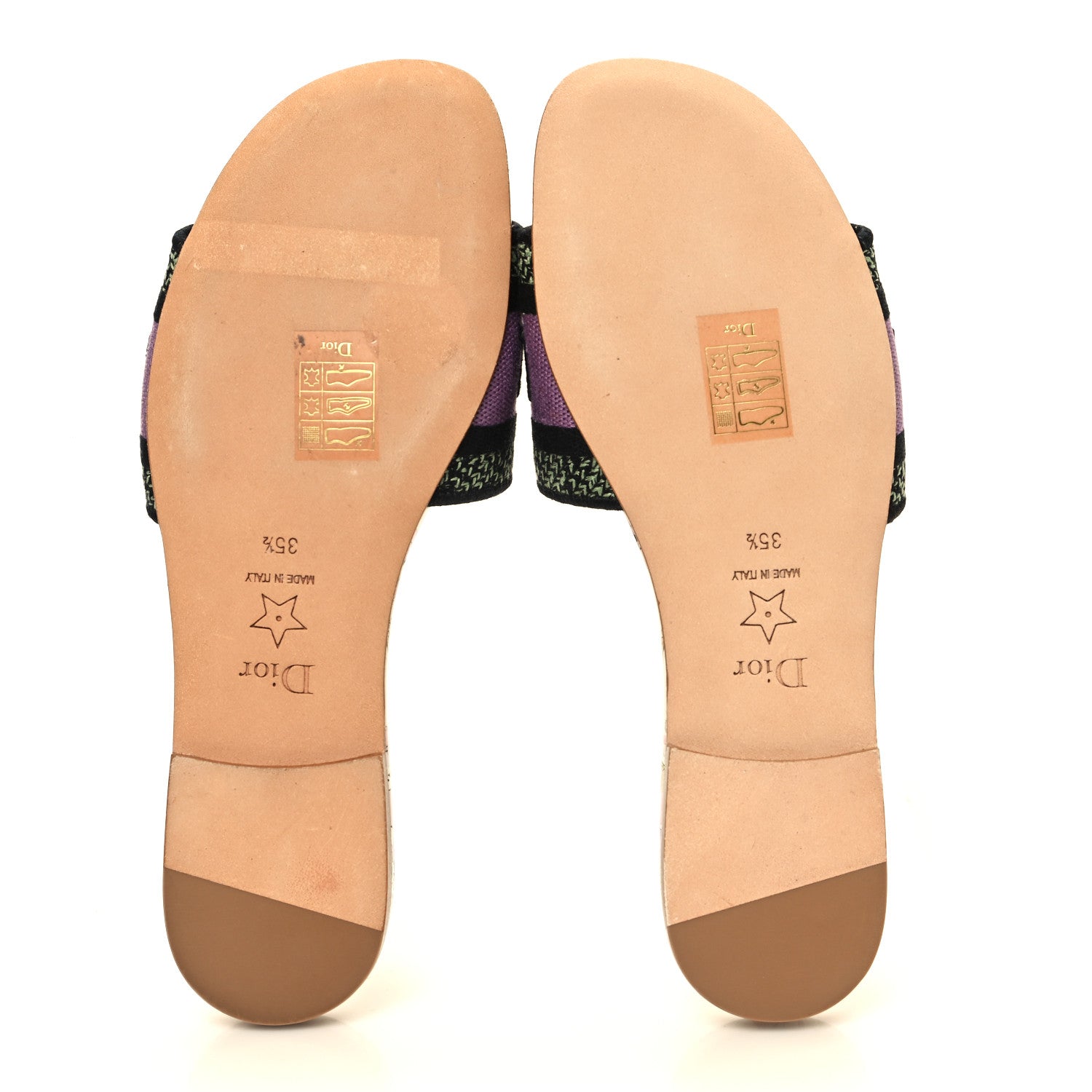 Christian Dior Canvas Embroidered 4 Saisons Dway Flat Slide Sandals 35.5 Lilac 6 of 10