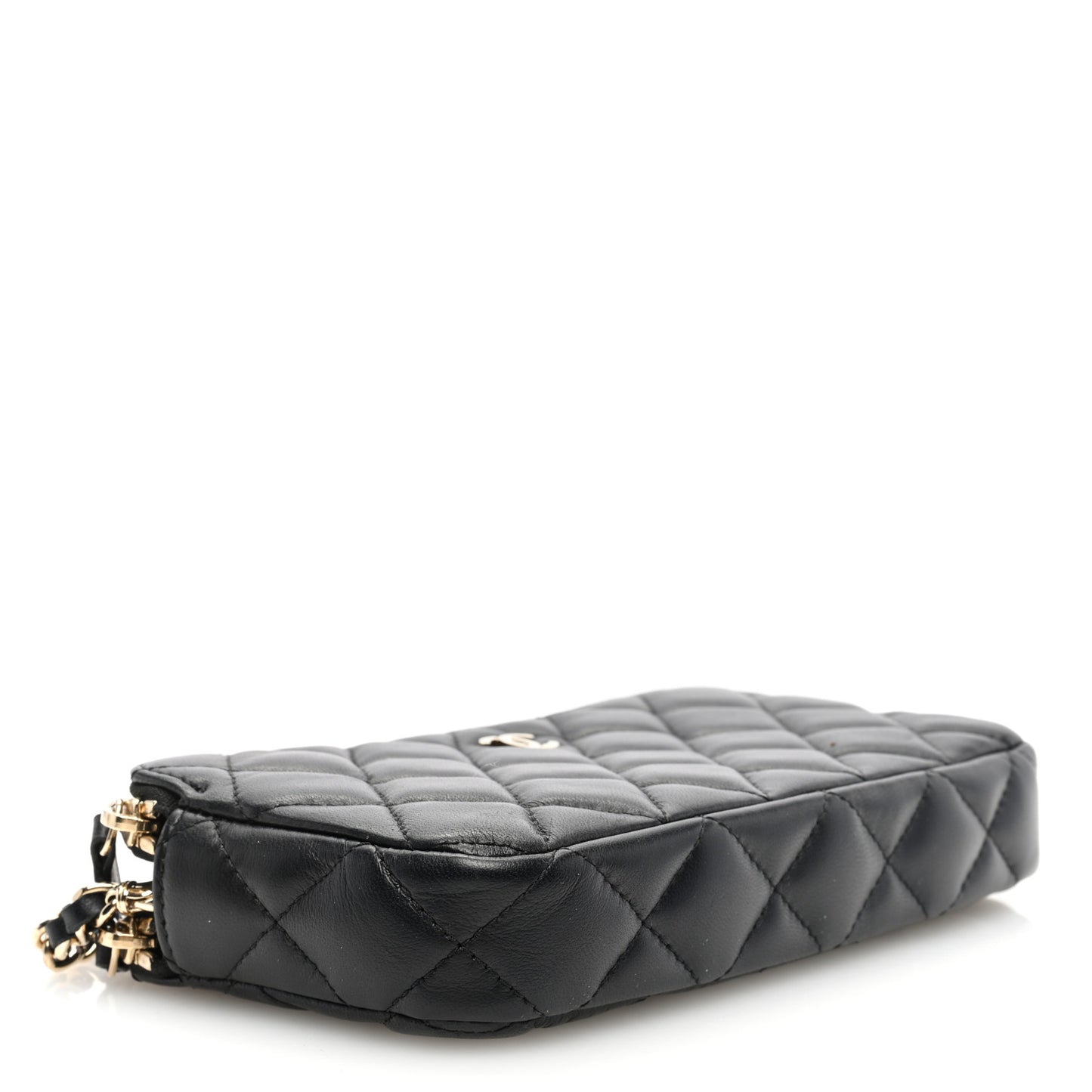 Lambskin Quilted Small Clutch With Chain Black