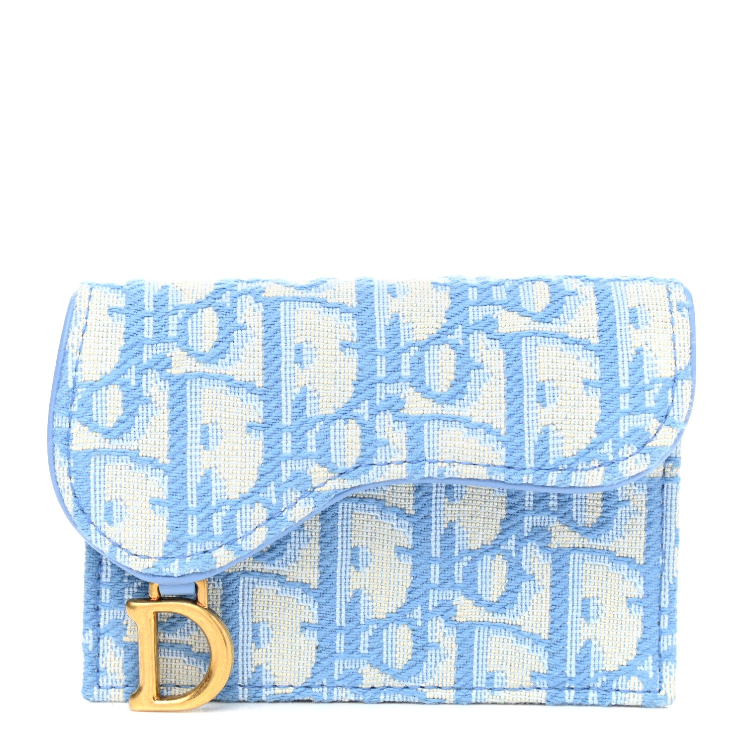 Christian Dior Oblique Saddle Card Holder Cornflower Blue 1084266