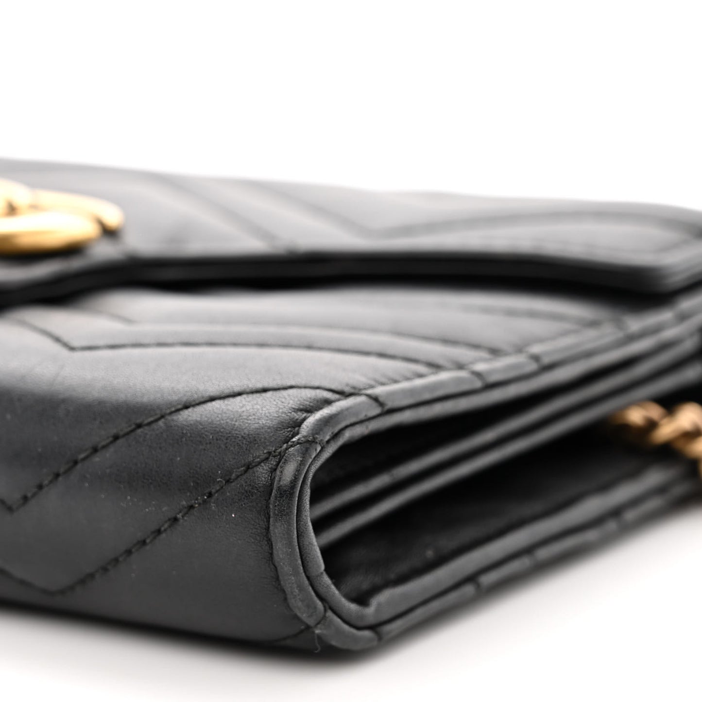 Calfskin Matelasse GG Marmont Chain Wallet Black