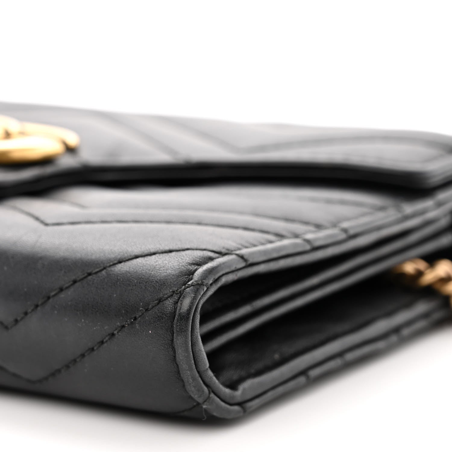 Gucci Calfskin Matelasse GG Marmont Chain Wallet Black 10 of 22