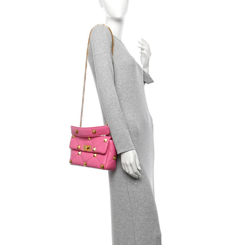 Nappa Medium Roman Stud Shoulder Bag Feminine Pink
