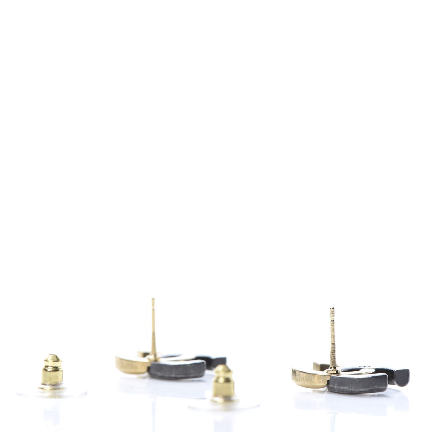 Chanel Metal CC Earrings Gold Ruthenium 3 of 5