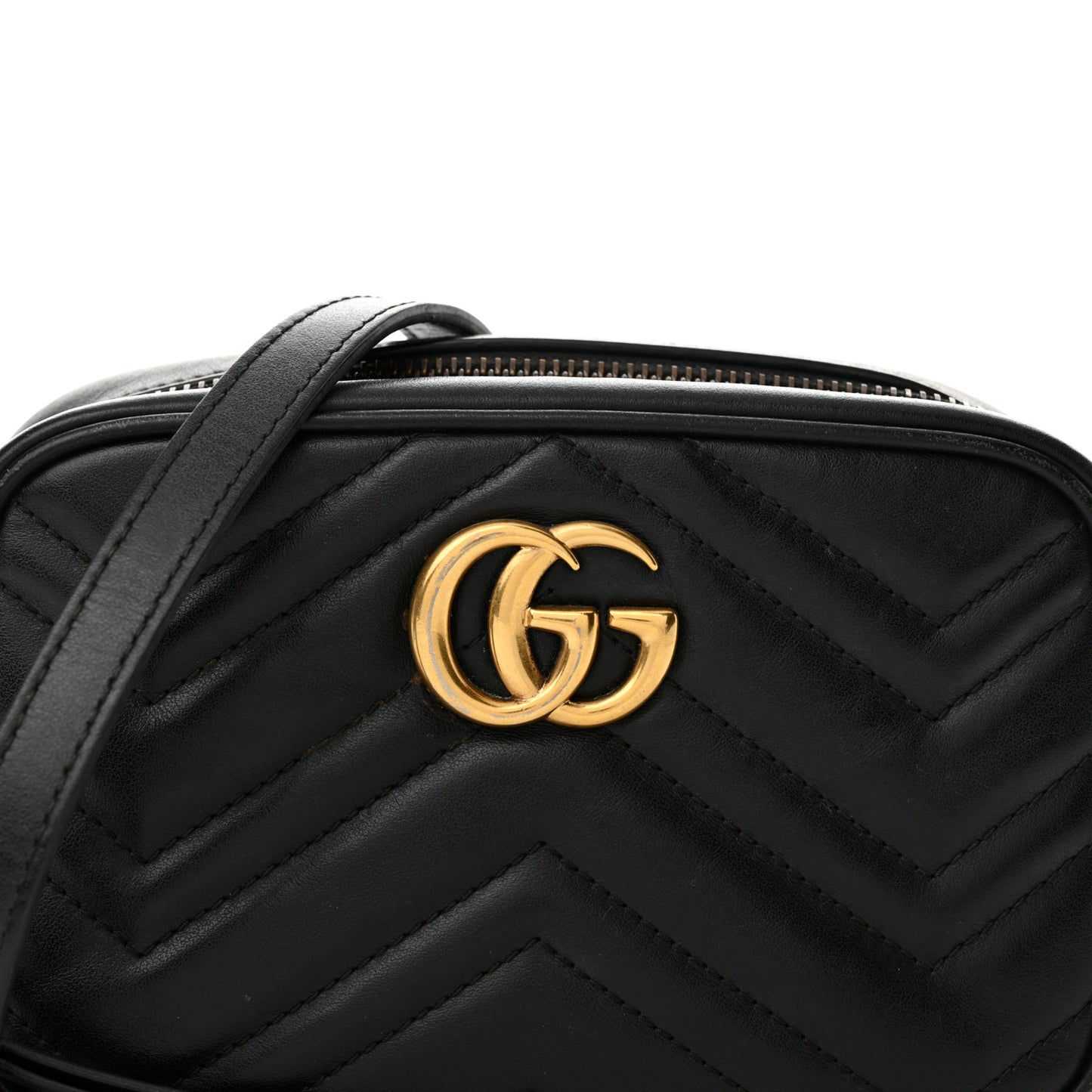 Calfskin Matelasse Mini GG Marmont Chain Shoulder Bag Black