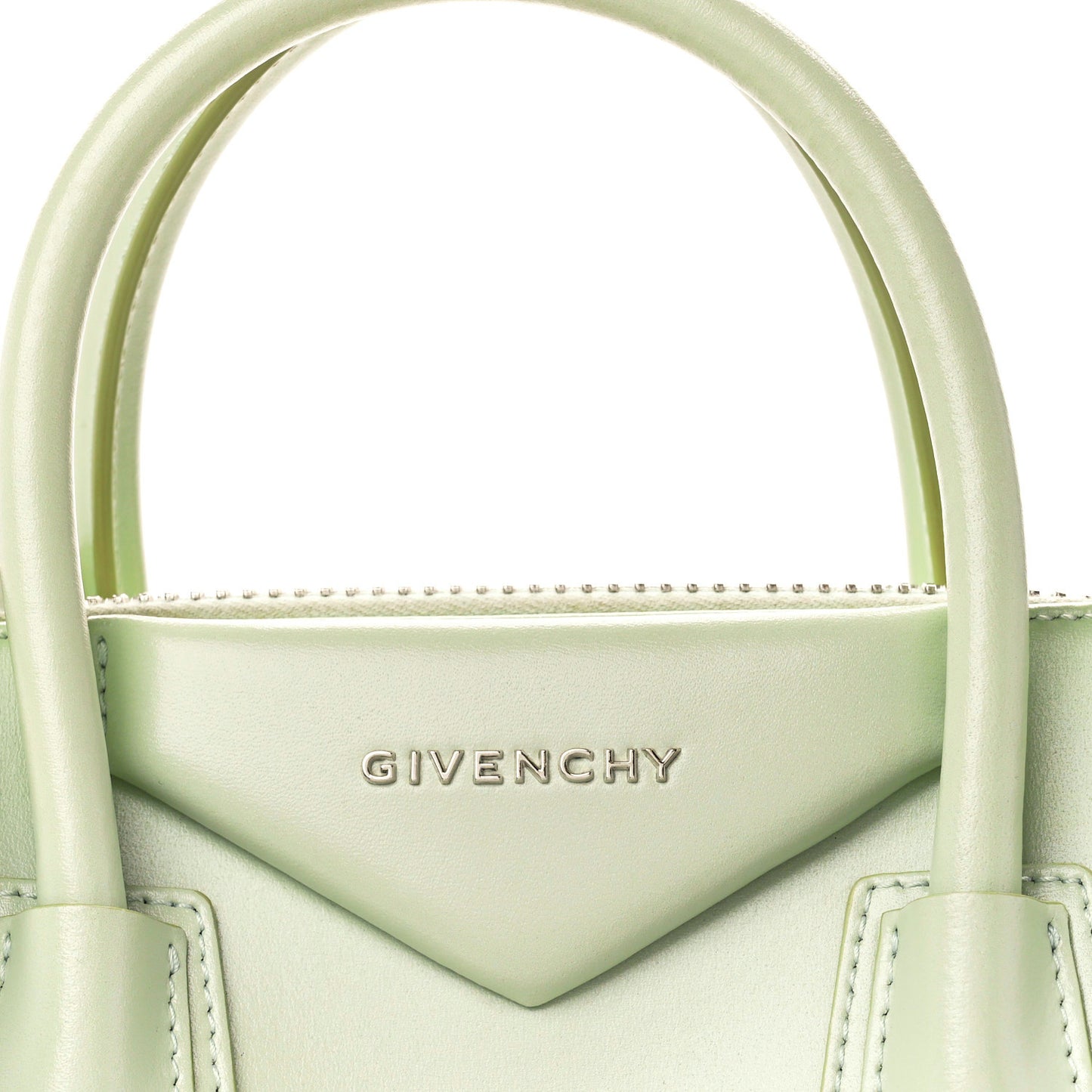Shiny Lord Calfskin Mini Antigona Aqua Green