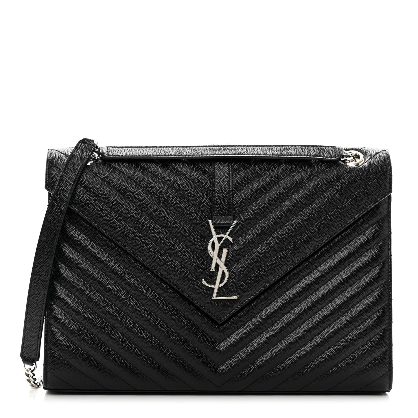 Grain De Poudre Matelasse Chevron Large Monogram Satchel Black
