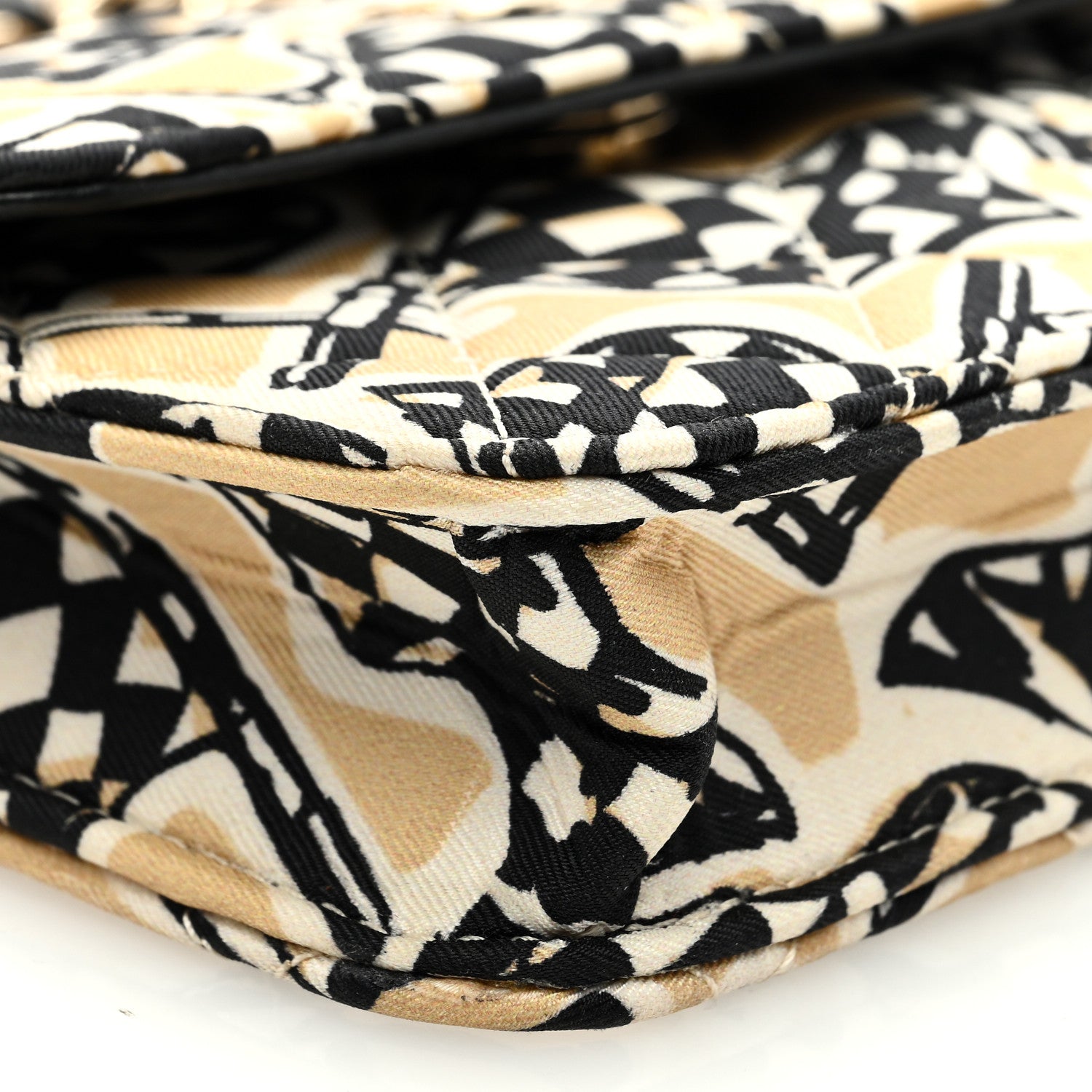 Chanel Canvas Check Flag Printed CC Clutch With Chain Beige Multicolor 8 of 9