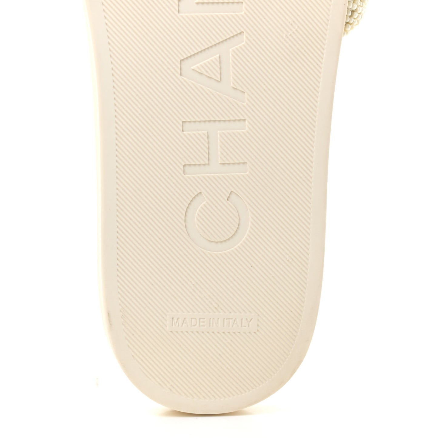 Lambskin Pearl Beaded Woven Slides 39 Beige
