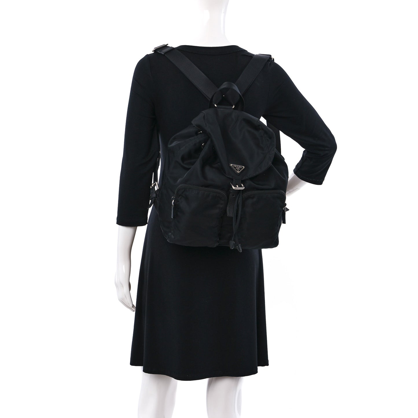 Tessuto Nylon Saffiano Medium Backpack Black