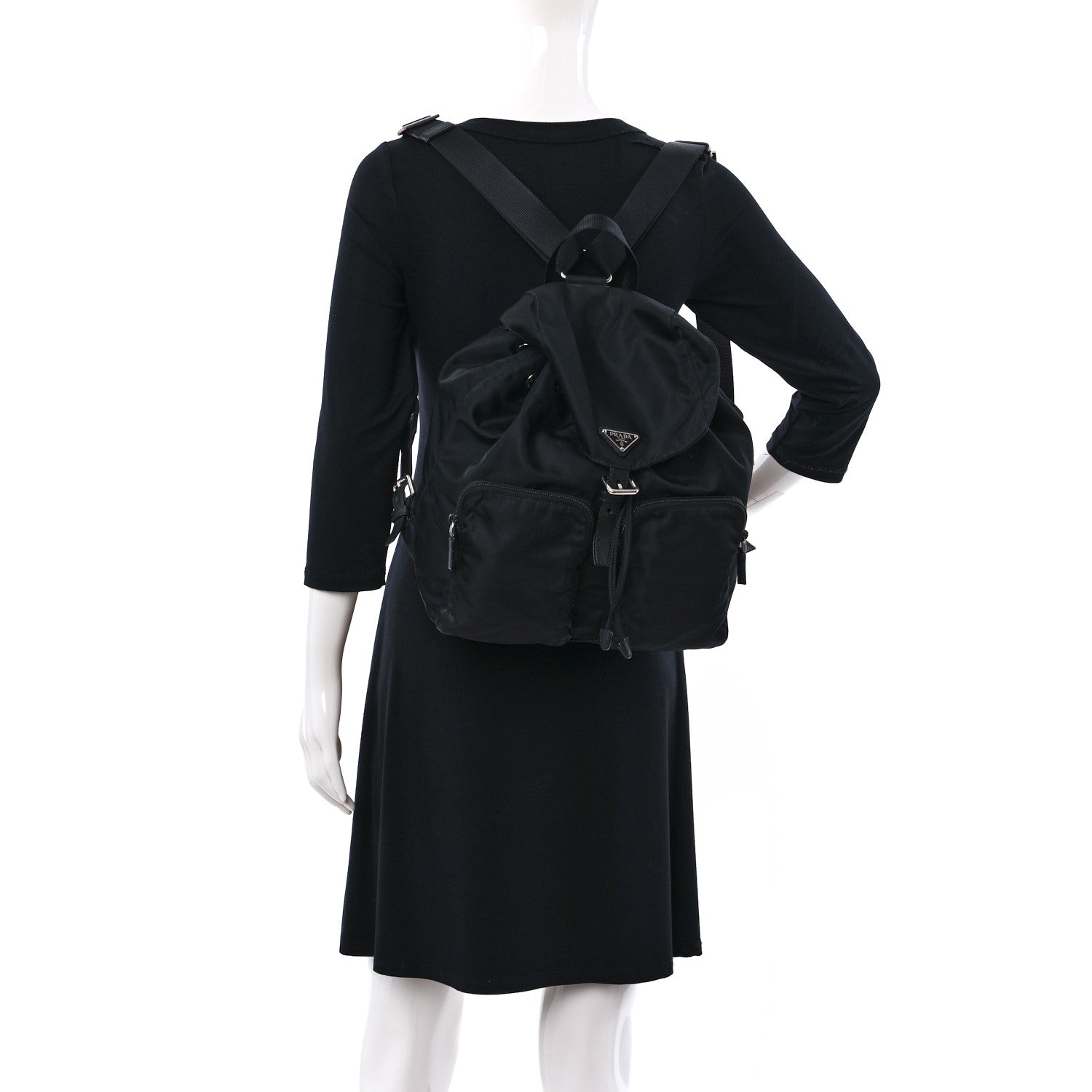 Prada Tessuto Nylon Saffiano Medium Backpack Black 2 of 11