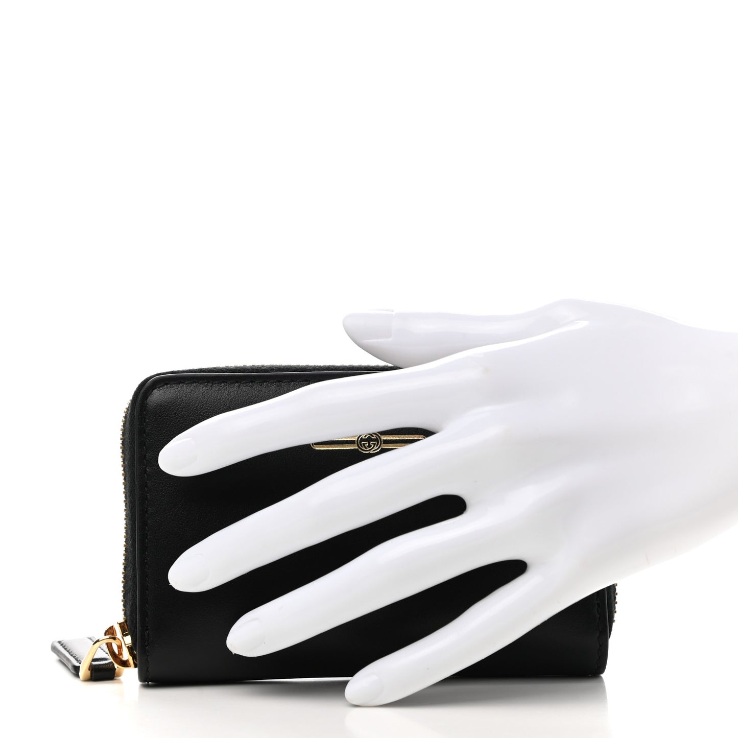 Plutone Calfskin Logo Zip Around Card Case Black