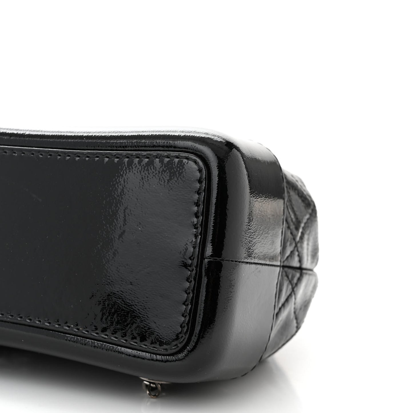 Patent Goatskin Quilted Small Gabrielle Backpack Black
