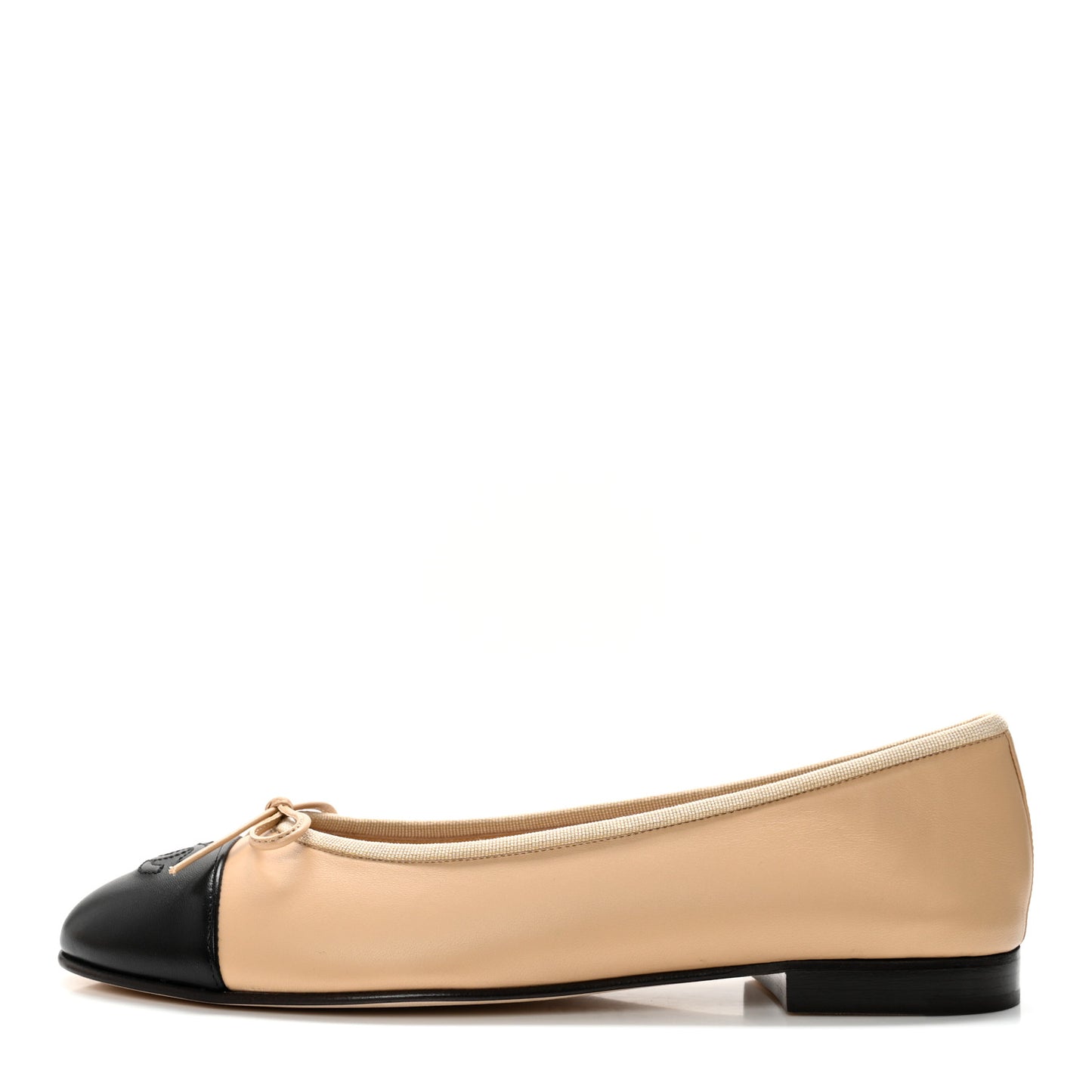 Lambskin Cap Toe CC Ballerina Flats 40.5 Beige Black